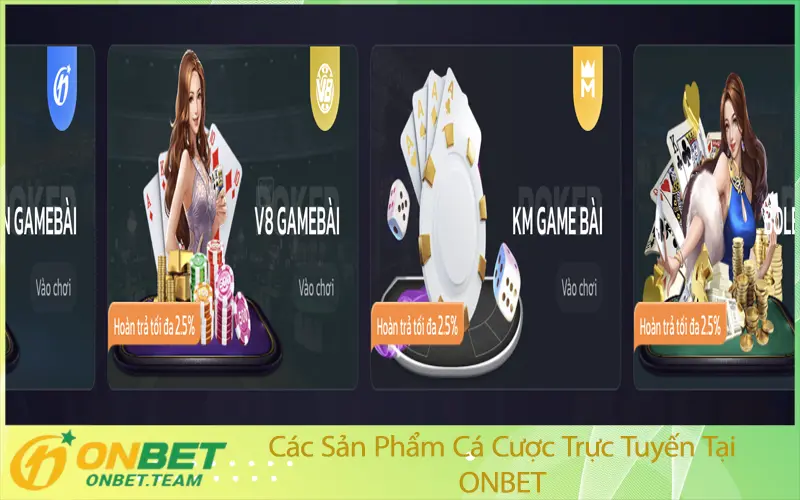 Các Sản Phẩm Cá Cược Trực Tuyến Tại ONBET